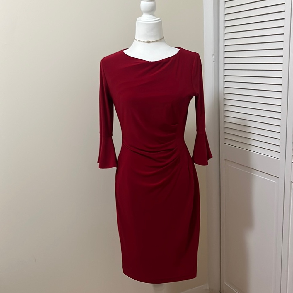 Ann Klein long sleeve red dress